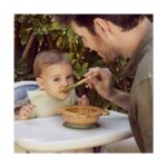 SET PAPPA: PIATTO E CUCCHIAIO LEGNO E SILICONE MINILAND RANA VERDE - immagine 3