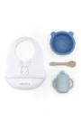 SET PAPPA CON BAVETTA SILICONE BAMBOOM AZZURRO