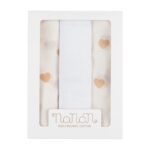 MUSSOLE 3PZ ALL OVER CUORI 80x80 BIANCO BEIGE NANAN