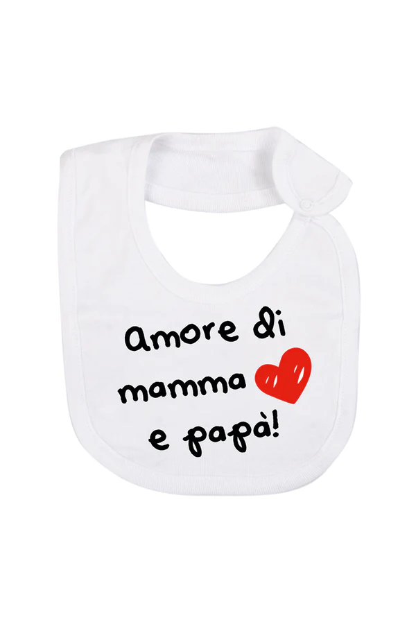 BAVETTA AMORE DI MAMMA E PAPà BAVETTA - BAVAGLINO CON STAMPA "AMORE DI MAMMA E PAPA'" - immagine 1