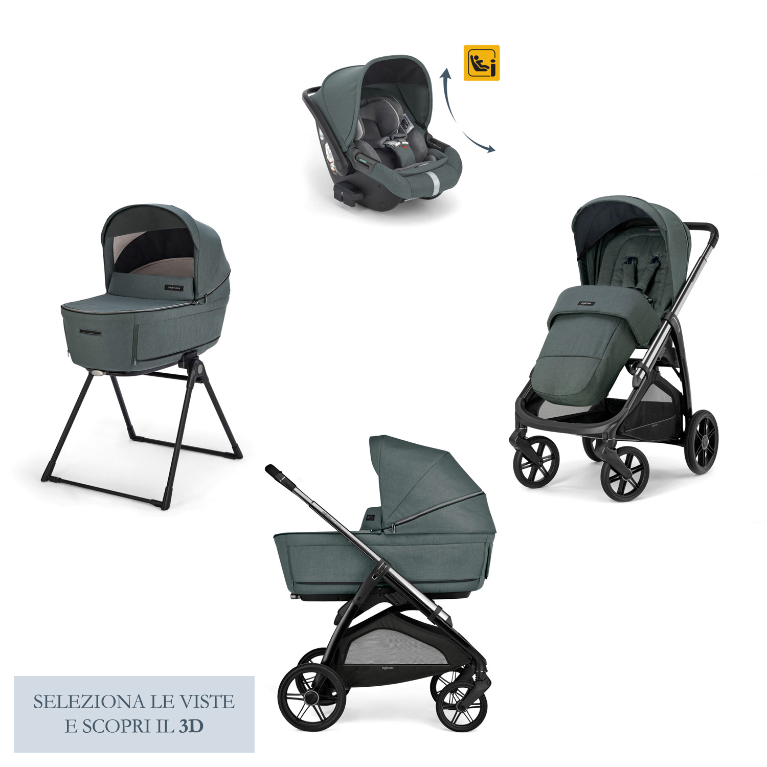 esmerald green TRIO APTICA DARWIN RECLINE INGLESINA EMERALD GREEN PROMO - immagine 1