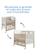 PROMO FULL:Lettino Evolution Erbesi con 2 Materassi e Piumone e Paracolpi Bianco/Naturale