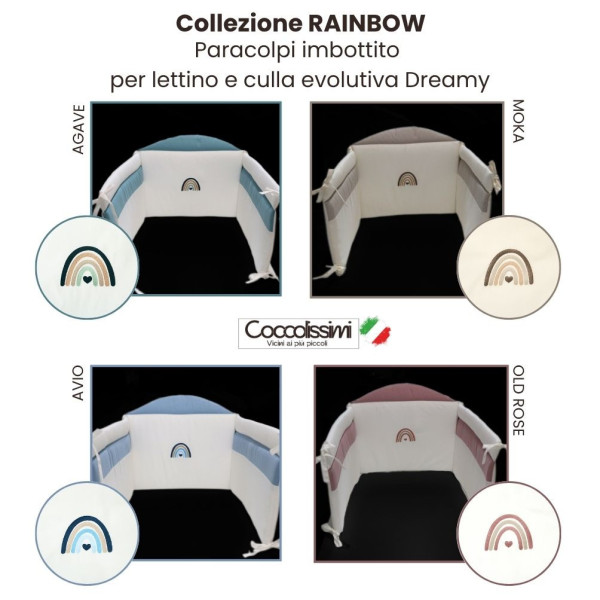 paracolpi rainbow coccolissimi Paracolpi imbottito per lettino collezione Rainbow Coccolissimi- Vari colori - immagine 1