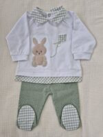 Completo 2 pezzi con bavetta Marlù EK5451 Bianco Verde Oliva Sabbia - immagine 5