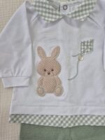 Completo 2 pezzi con bavetta Marlù EK5451 Bianco Verde Oliva Sabbia - immagine 4