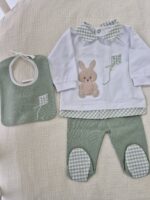 Completo 2 pezzi con bavetta Marlù EK5451 Bianco Verde Oliva Sabbia