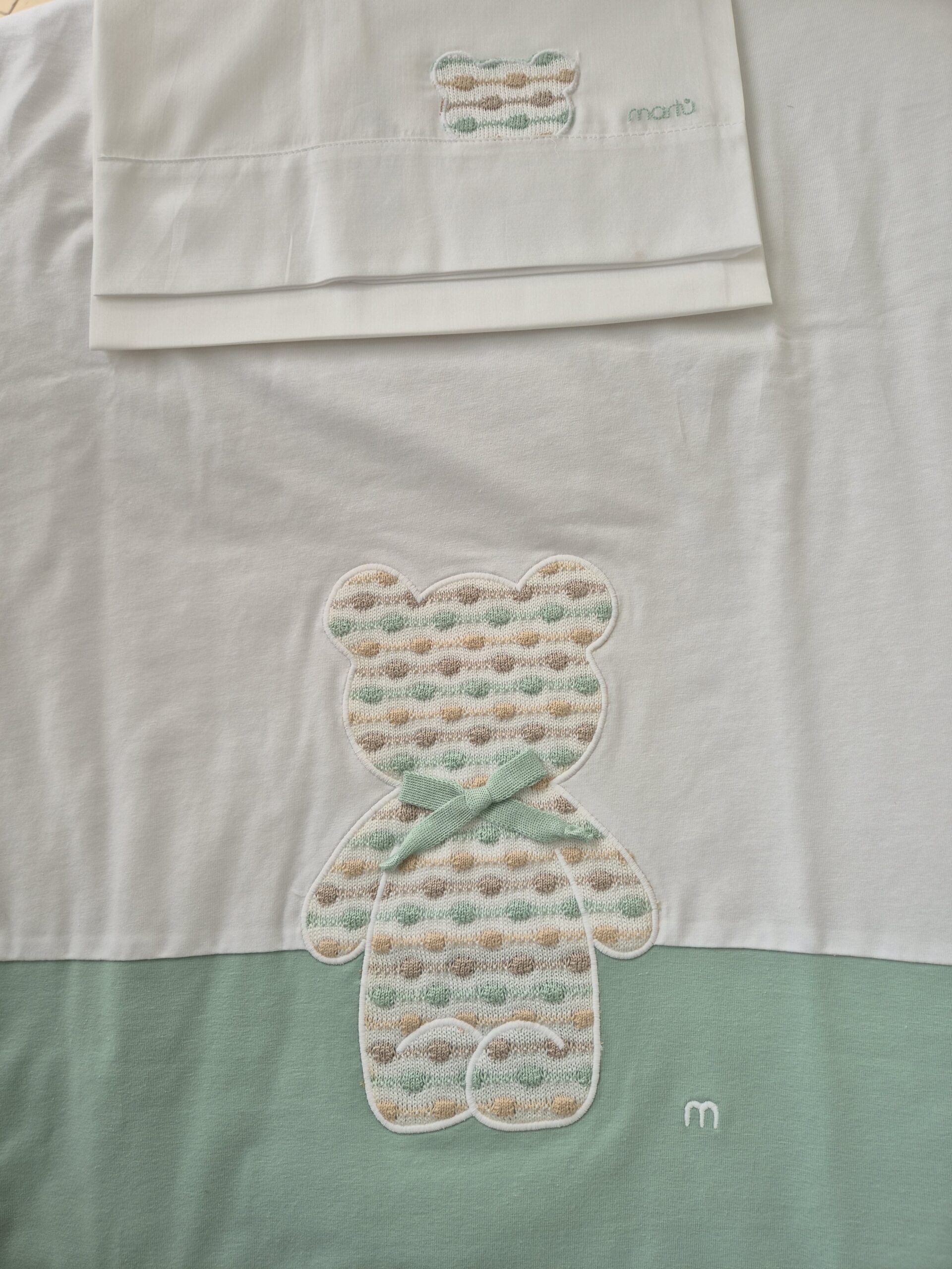 20260204_111625 Coperta e set lenzuolo Marlù EK5281 Bianco Verde Salvia - immagine 1
