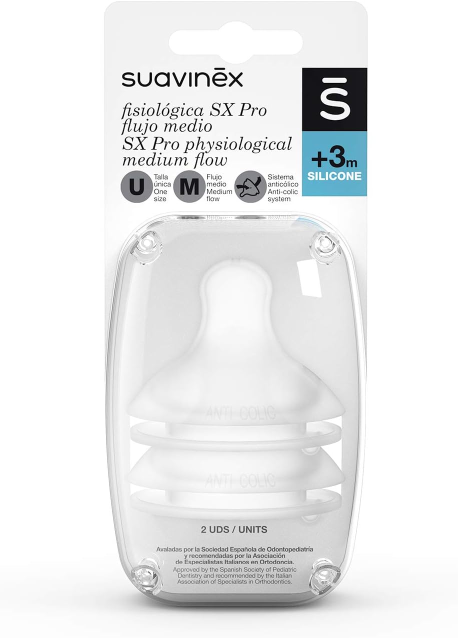 61ytf3XGFfL._AC_SL1500_ Tettarelle 2 Simmetriche in Silicone SX Pro, Flusso Medio, 3 Mesi, con Sistema Anticoliche - immagine 1
