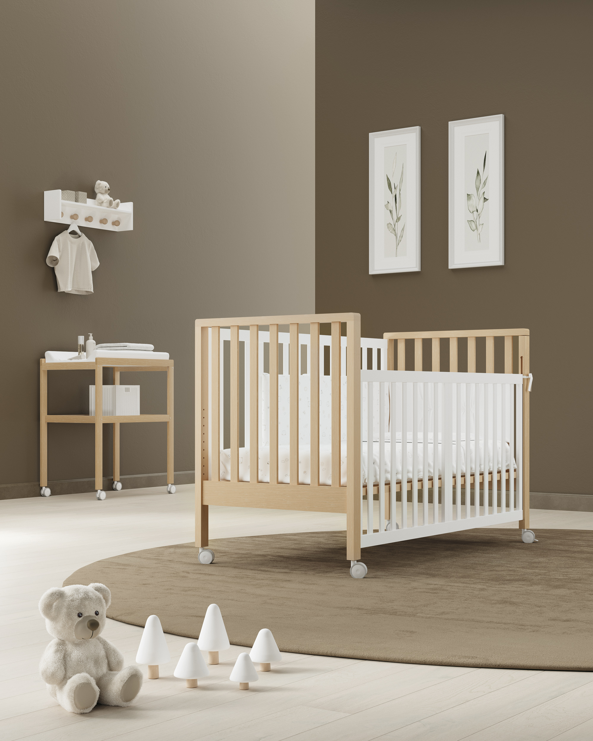 MAXI bianco-naturale con MINI fasciatoio Lettino Evolutivo MAXI Erbesi - immagine 1